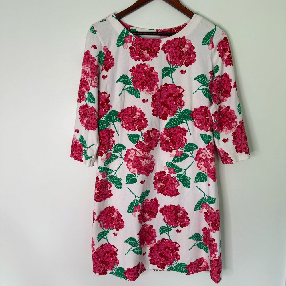 Mahi Gold Bimini Dress Hydrangea Walk Cotton Blend Preppy Coastal Dress Large